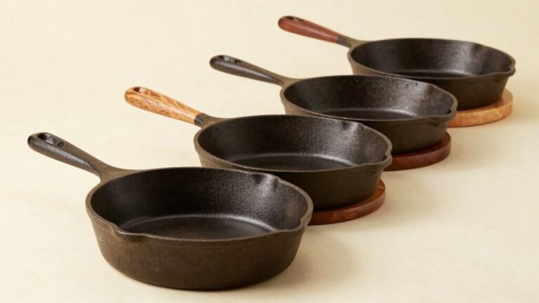 cast iron skillet with wooden base