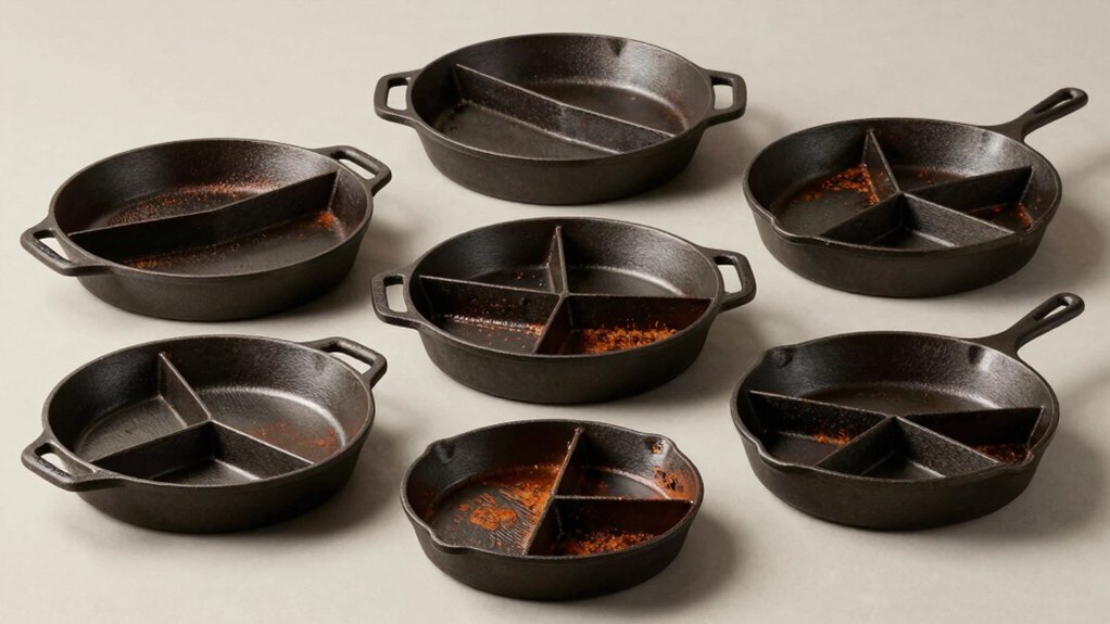 cast iron skillets with sections