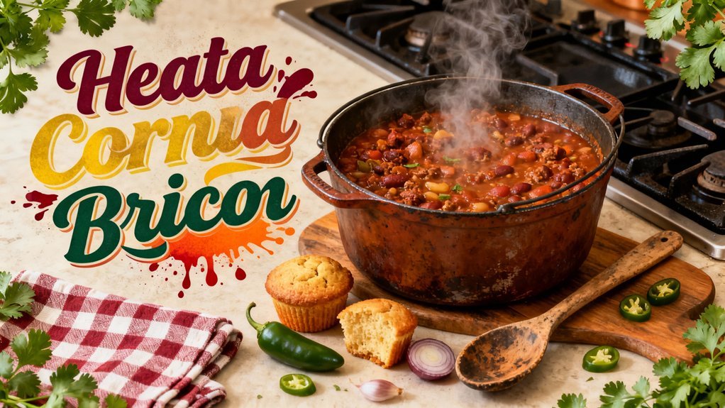 chili baked with cornbread