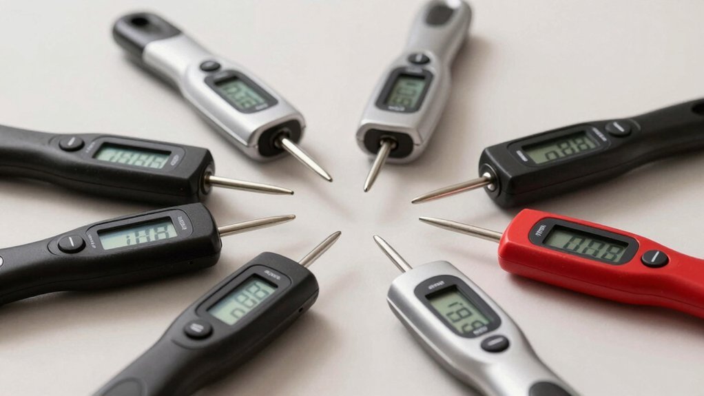 food probe thermometers displaying temperature