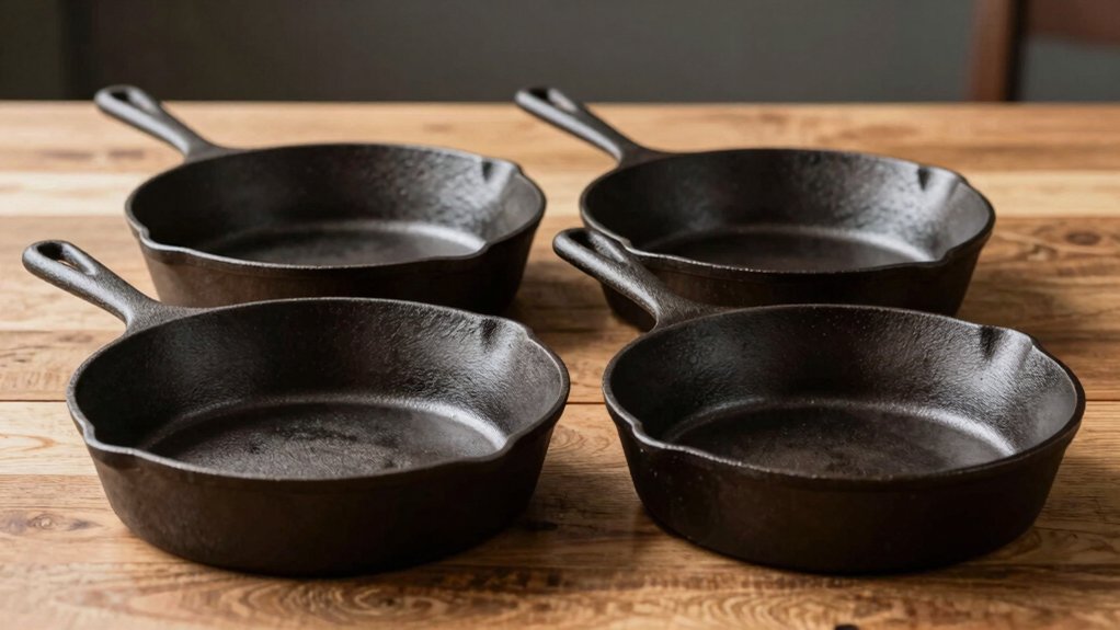 perfectly seasoned unseasoned cast iron skillets