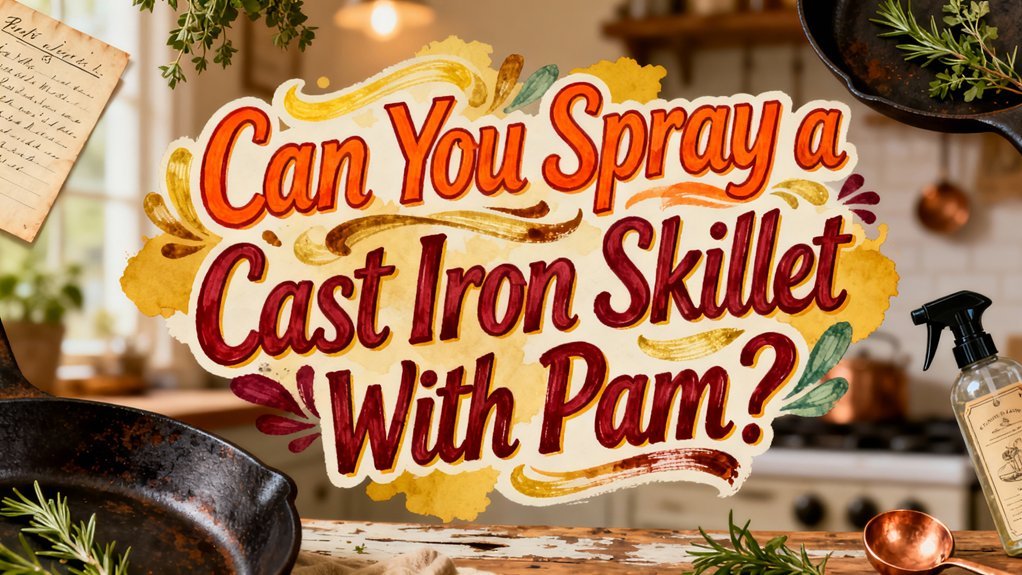 spraying pam on cast iron