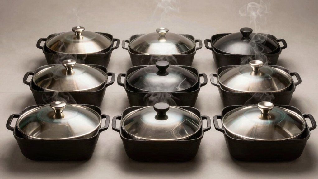 square cast iron skillets heat sealing lids